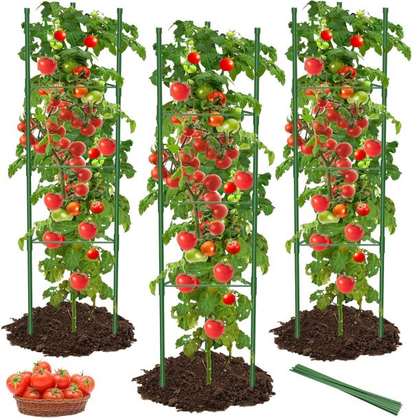 3 Pack Tomato Cages for Garden, 51in*13in Adjustable Tomatoes Plant ...